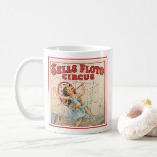 Circus Poster av rät-Rope Walker med parasol Kaffemugg