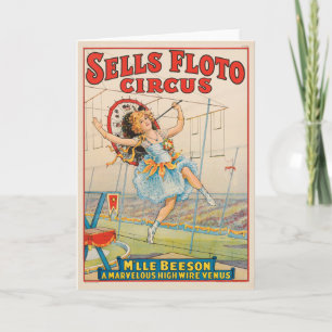 Circus Poster av rät-Rope Walker med parasol Kort