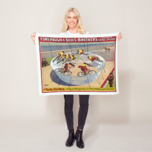 Circus Poster de sju Gaynellernas ridande bikes Fleecefilt