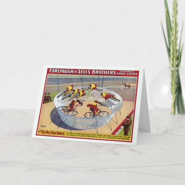 Circus Poster de sju Gaynellernas ridande bikes Kort (Framsida)