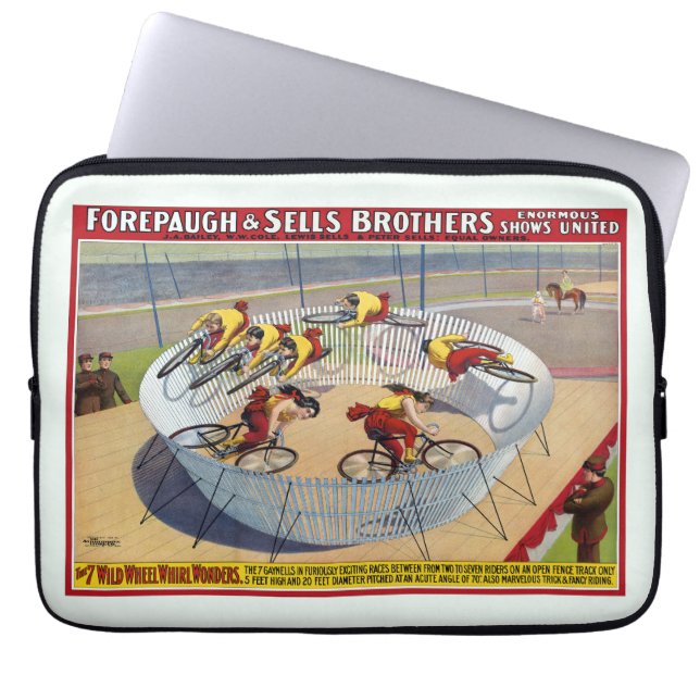 Circus Poster de sju Gaynellernas ridande bikes Laptop Fodral (Framsidan)