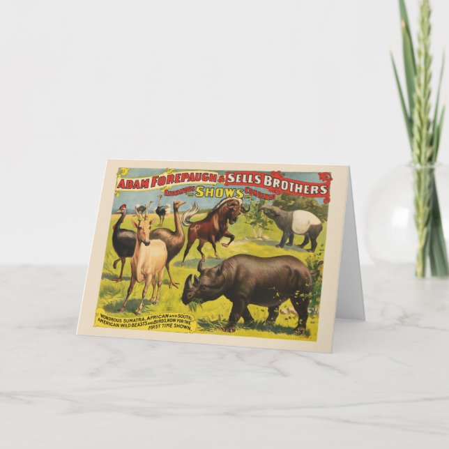 Circus Poster för Adam Forepaugh & Sells Brothers Kort (Framsida)
