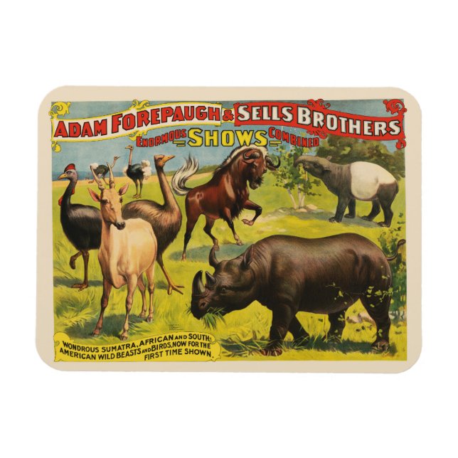 Circus Poster för Adam Forepaugh & Sells Brothers Magnet (Horisontell)