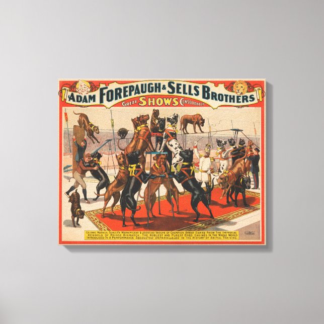 Circus Poster Great dane med tränare Canvastryck (Framsida)