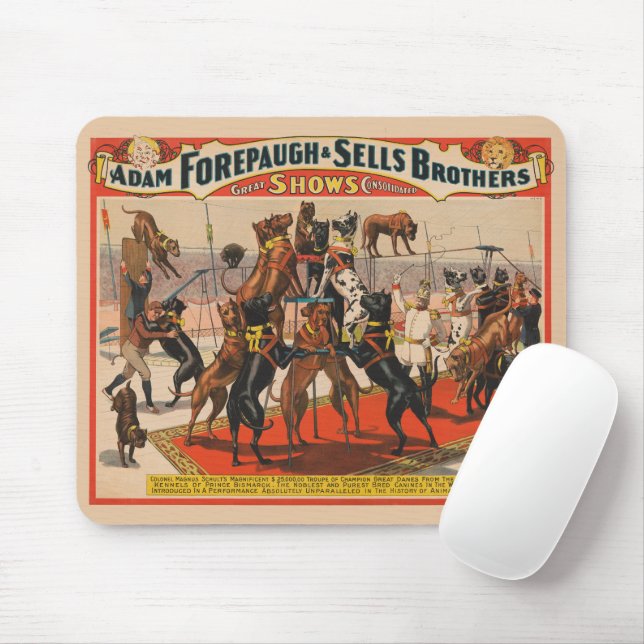 Circus Poster Great dane med tränare Musmatta (Med mus)