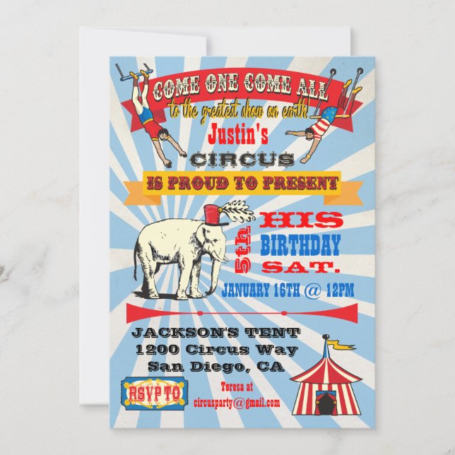 Circus Poster inbjudningar till Stil-partiet (Framsida)