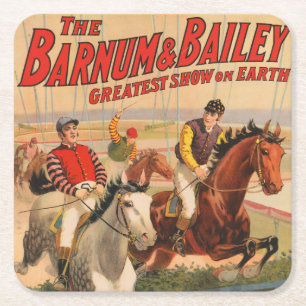 Circus Poster jockeys på hästar som skakar en hedg Underlägg Papper Kvadrat