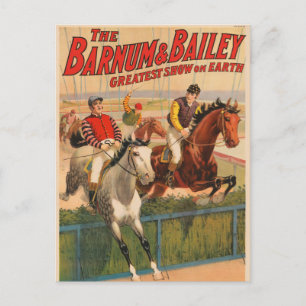 Circus Poster jockeys på hästar som skakar en hedg Vykort