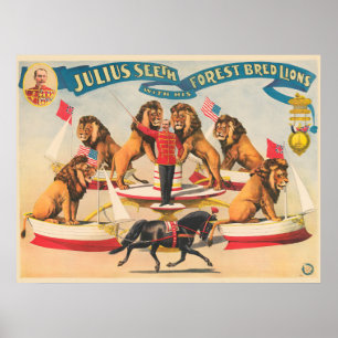 Circus Poster Julius Seeth med Lejon