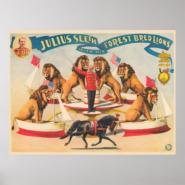 Circus Poster Julius Seeth med Lejon (Framsidan)