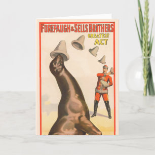 Circus Poster med Lejona fångsthattar i havet Kort