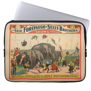 Circus Poster om Acrobat som hoppar över elefanter Laptop Fodral
