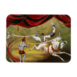 Circus Poster om att visa Acrobat som utför på häs Magnet
