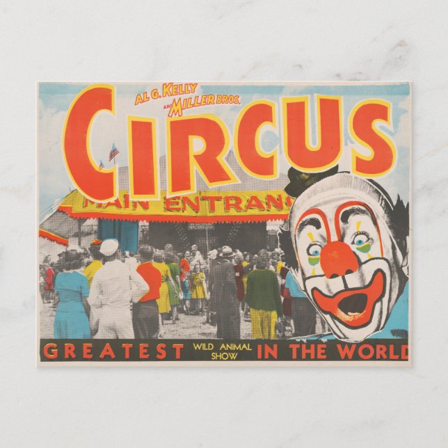 Circus Poster om människor som kommer in i toppen Vykort (Framsida)