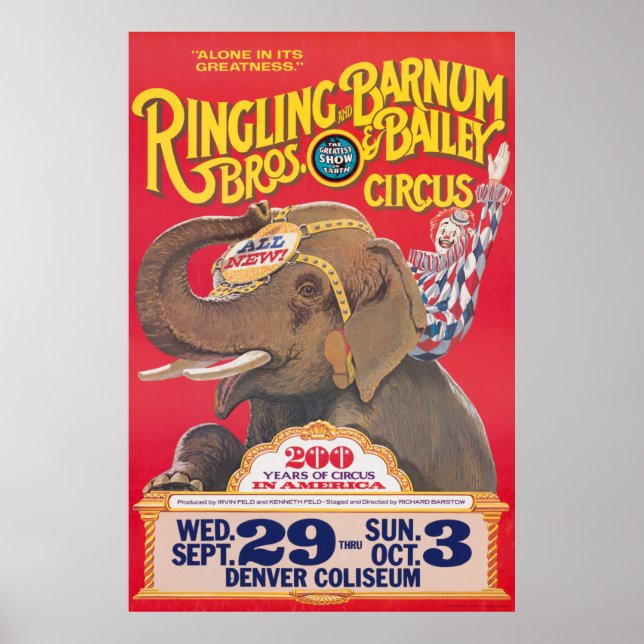 Circus Poster - Ringling Bros Advert Denver, CO. (Framsidan)