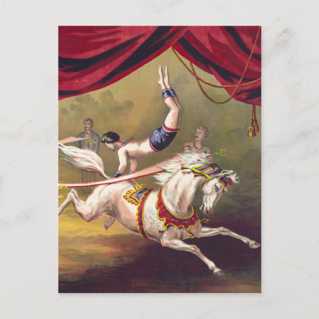 Circus poster som visar akrobat på häst vykort (Framsida)