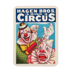 Circus-Poster som visar inkapslat Ansikte och bran Magnet