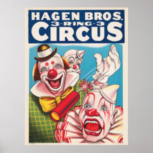 Circus-Poster som visar inkapslat Ansikte och bran Poster