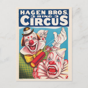 Circus-Poster som visar inkapslat Ansikte och bran Vykort