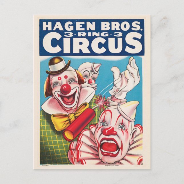 Circus-Poster som visar inkapslat Ansikte och bran Vykort (Framsida)