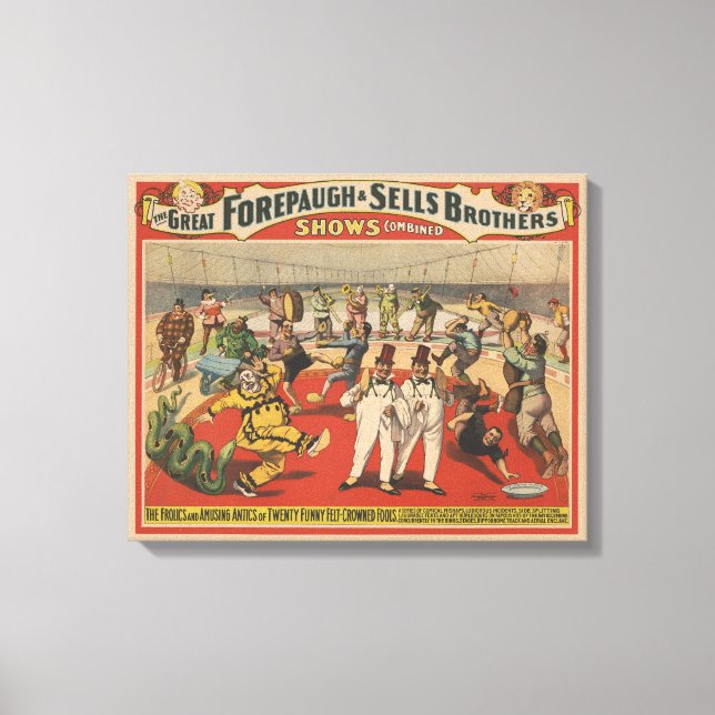 Circus Poster som visar tånads Amusande antik Canvastryck (Framsida)