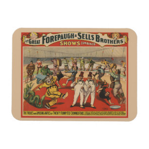 Circus Poster som visar tånads Amusande antik Magnet