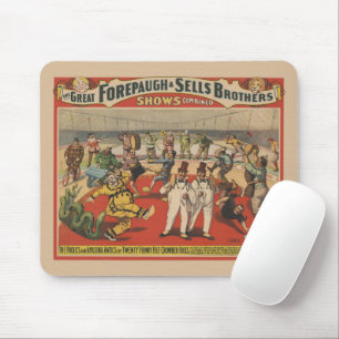 Circus Poster som visar tånads Amusande antik Musmatta