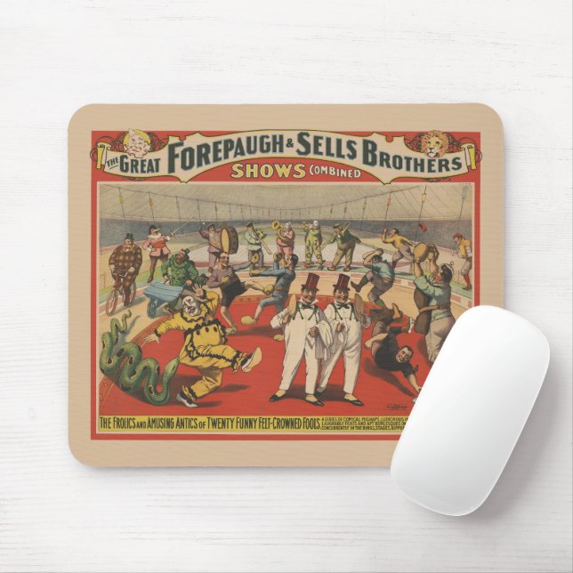 Circus Poster som visar tånads Amusande antik Musmatta (Med mus)