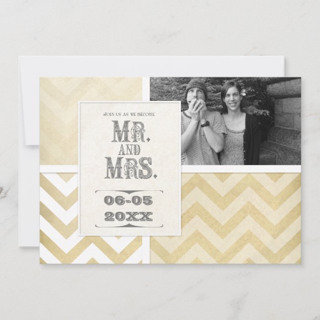 Circus Poster Stil - Ombre Chevron Rand Zig Zag Inbjudningar (Framsida)