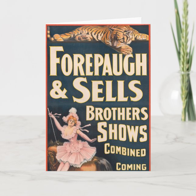 Circus Poster tiger och kvinna på häst Kort (Framsida)
