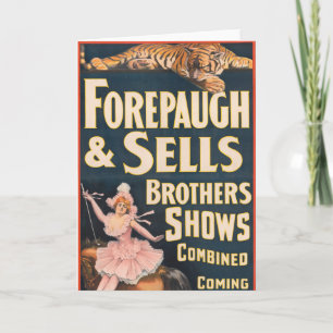 Circus Poster tiger och kvinna på häst Kort