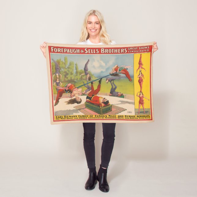 Circus Poster Visa Acrobatiska akter, Circa 1899. Fleecefilt (På plats)