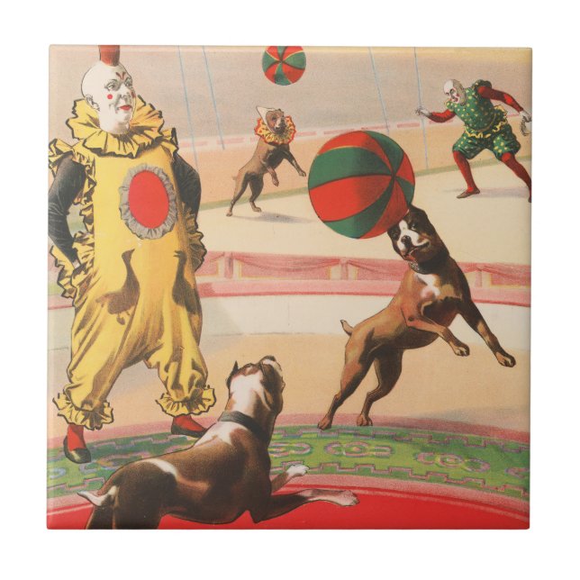 Circus Poster visa kläder med Hundar Kakelplatta (Framsidan)