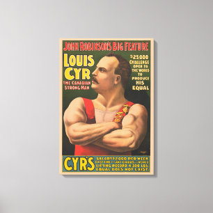 Circus Poster visa Louis Cyr med Arm korsad Canvastryck