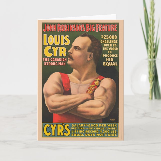 Circus Poster visa Louis Cyr med Arm korsad Kort (Framsida)