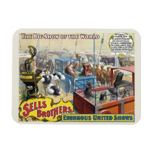 Circus Poster visa Vilda djur i burar Magnet