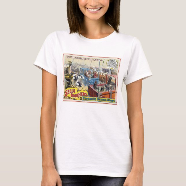 Circus Poster visa Vilda djur i burar T Shirt (Framsida)