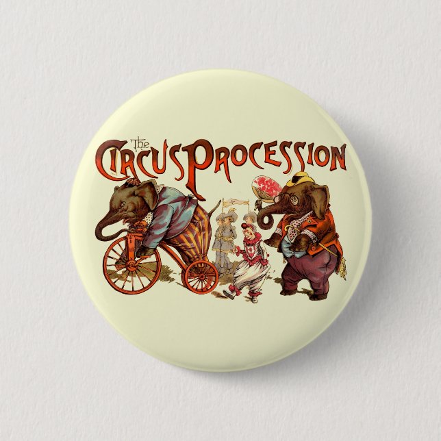 Circus-process Elephant Antique Art Knapp (Framsida)