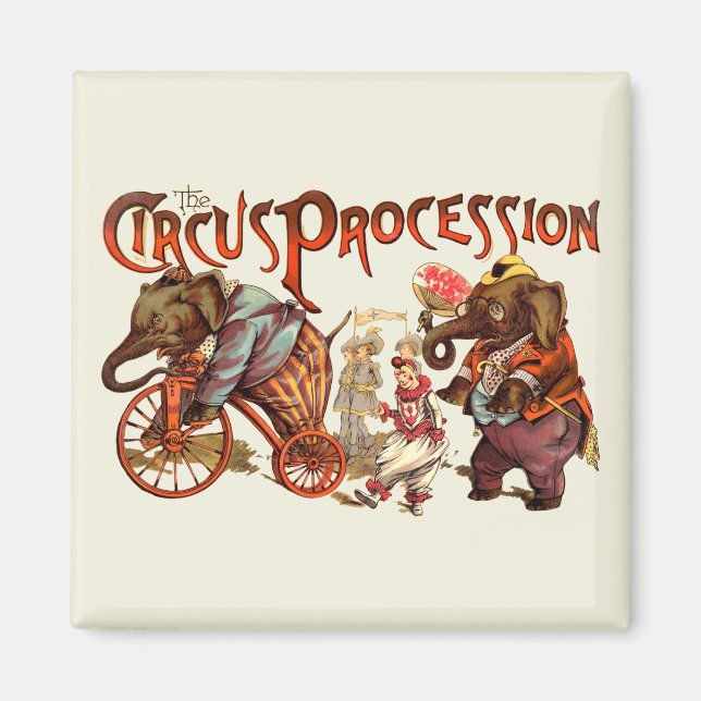 Circus-process Elephant Antique Art Magnet (Framsidan)