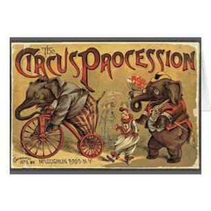 Circus Procession, 1888, vintage Hälsningskort