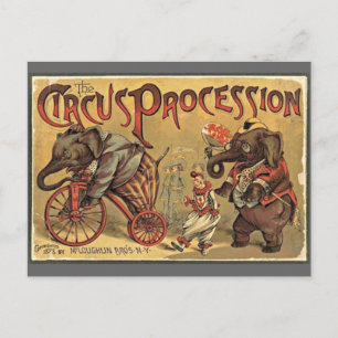 Circus Procession, 1888, vintage Vykort