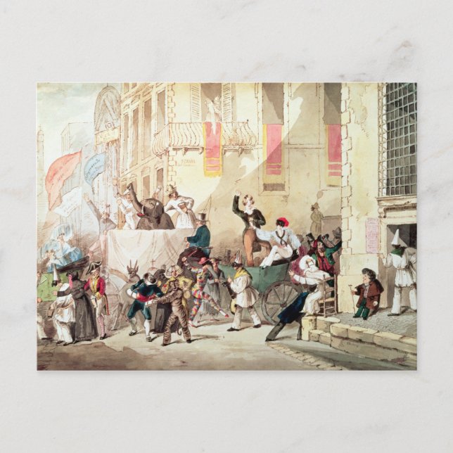 Circus Procession i Italien, 1830 Vykort (Framsida)