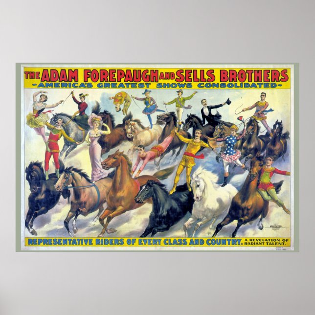 Circus Riders Vintage Theater Poster (Framsidan)