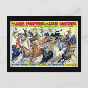 Circus Riders Vintage Theater Poster Vykort