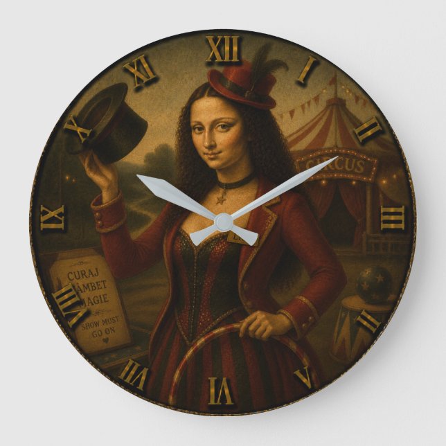 Circus Ringmaster Funny Mona Lisa Circus Performer Stor Klocka (Framsida)
