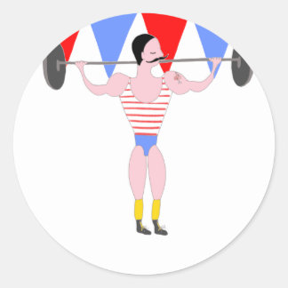 Circus Strong Man Circus-Temapartyet Runt Klistermärke