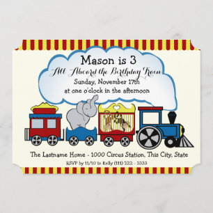 Circus Tåg Barns födelsedag Inbjudningar