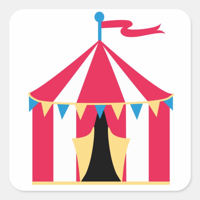 Circus tält-dekal fyrkantigt klistermärke (Framsida)