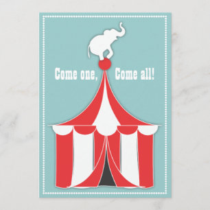Circus Tält och Elefant Barns födelsedag Party Inbjudningar
