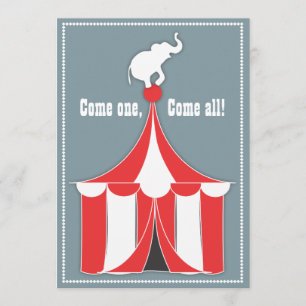Circus Tält och Elefant Barns födelsedag Party Inbjudningar